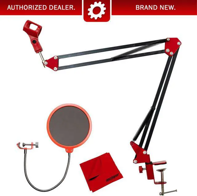 Main image of Deco Gear Microphone Suspension with Boom Scissor Arm Stand and Pop Filter Bundle