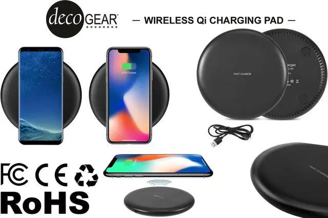 Alt view image 2 of 7 - Deco Gear QI Wireless Fast-Charging Pad in Matte Black - 10W Output
