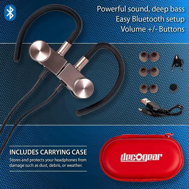 Alt view image 3 of 7 - Deco Gear Deco Gear Magnetic Wireless Sport Earbuds | Gun Metal Grey | Carrying Case