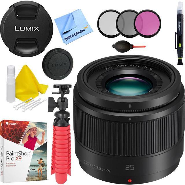 Panasonic Lumix G 25mm f/1.7 ASPH. Lens (Black) - H-H025K with Accessories  Bundle