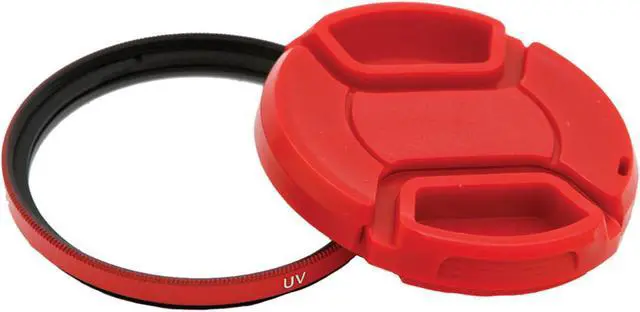 Main image of Deco Gear 49mm UV Filter and Snap On Cap - Red