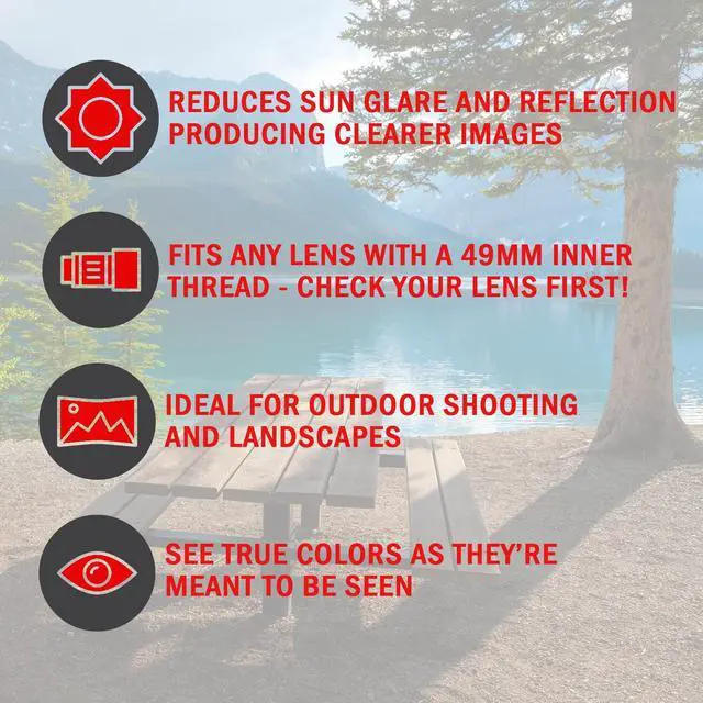 Alt view image 3 of 7 - Deco Gear 49mm UV Filter and Snap On Cap - Red