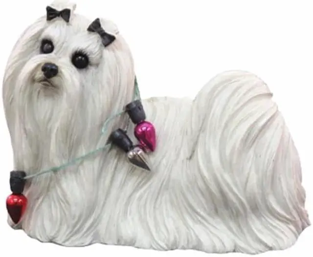 Main image of Sandicast XSO09301 Maltese Wearing Holiday Lights Christmas Ornament Sculpture