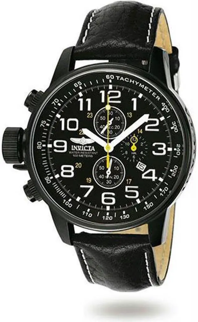 Alt view image 7 of 17 - Invicta Men's Lefty Chronograph Black Leather