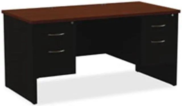 Alt view image 2 of 7 - Lorell Walnut Laminate/Black Modular Desk Series