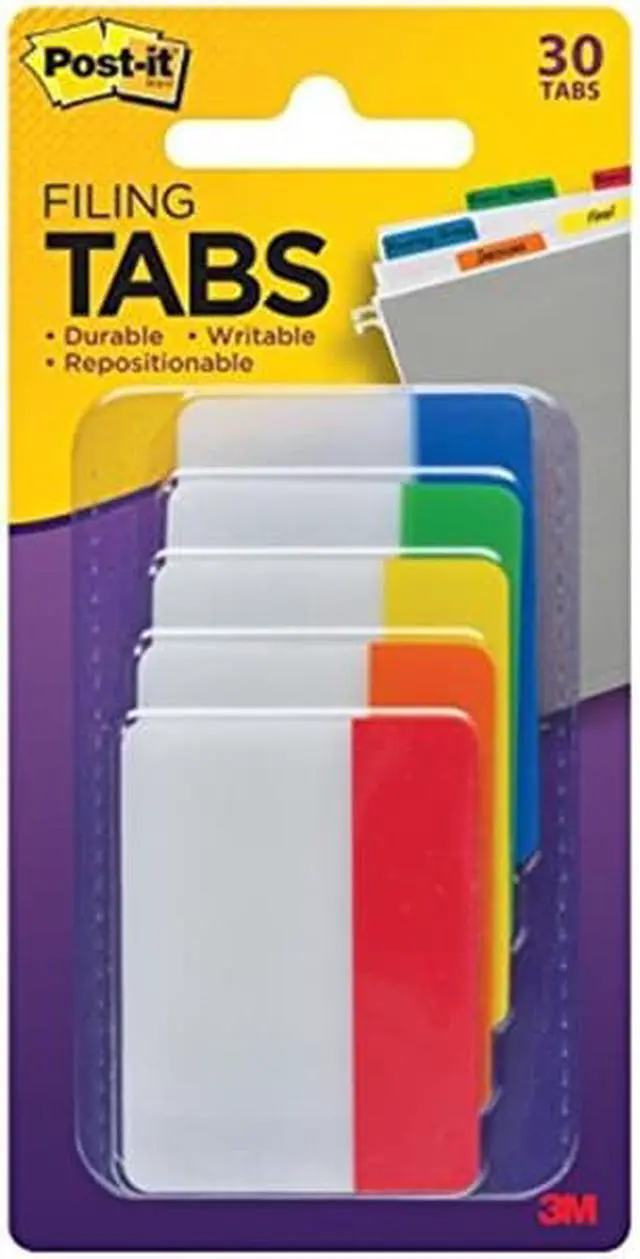 Alt view image 2 of 14 - 3M File Tabs 2 x 1 1/2 Assorted Primary 30/Pack 686ROYGB