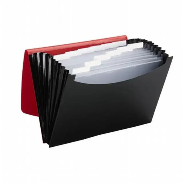 Alt view image 2 of 16 - Smead Poly Frequency Expanding File 12 Pockets Black/Red Flap 70866