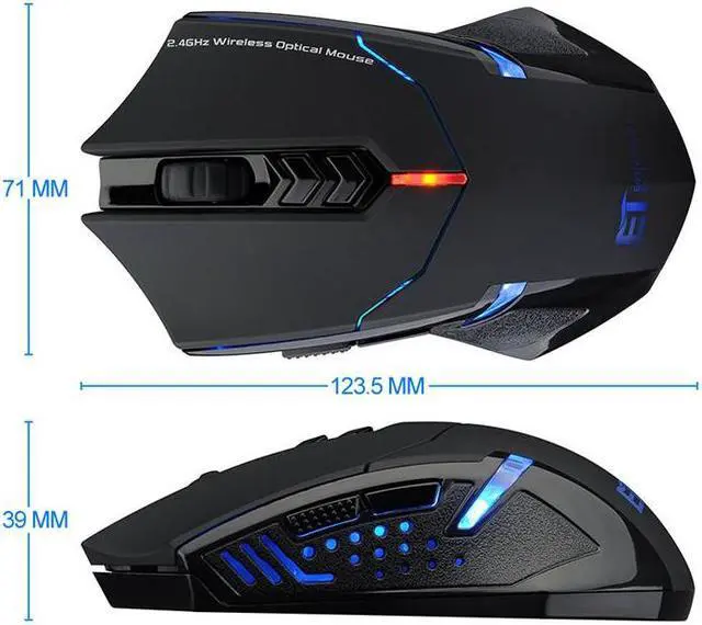 Alt view image 3 of 5 - Quality ET X-08 2000DPI Adjustable 2.4G Wireless Mouse For Professional Gaming Mouse sem fio Mice raton inalambrico