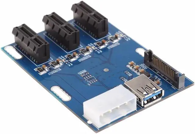 Alt view image 3 of 6 - 1 Port PCI-E 1X To 3 Slot 1X Switch Multiplier Expander Board HUB Expansion Riser Card + USB Power Cable Set