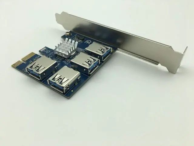Alt view image 5 of 6 - Amify 60cm USB 3.0 PCIe Riser Card PCI-E Express 1x to 4 Port PCI-E 16x Extender Adapter SATA 15Pin-6Pin Power Cable for BTC Mining