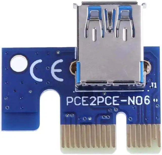 Alt view image 6 of 6 - Riser Card PCI-E Express Riser Card 1x to 16x Video Card Extender Cable Adapter With 6Pin Power Cable for Bitcoin Mining