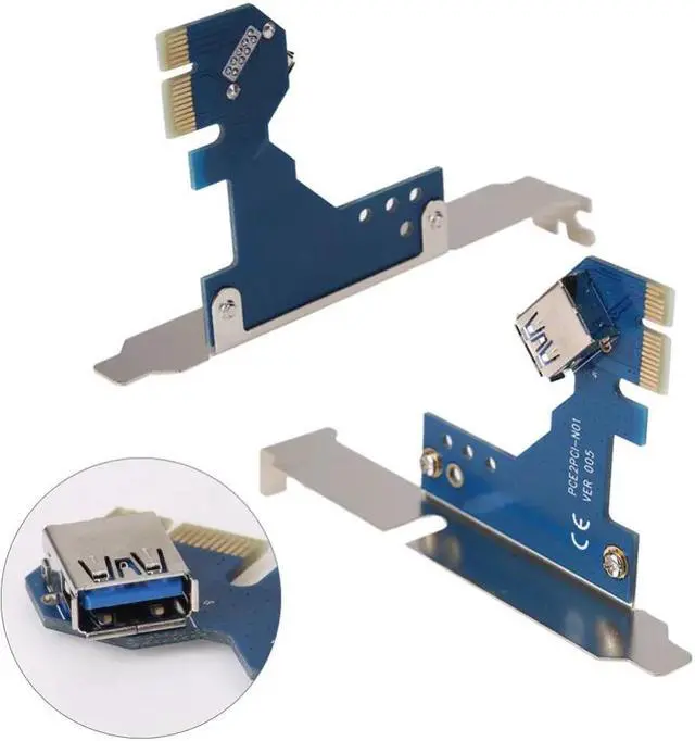 Alt view image 4 of 6 - PCI-E PCI Express X1 to Dual PCI Riser Extend Adapter Card PCI Add On Cards with 1M USB 3.0 Cable