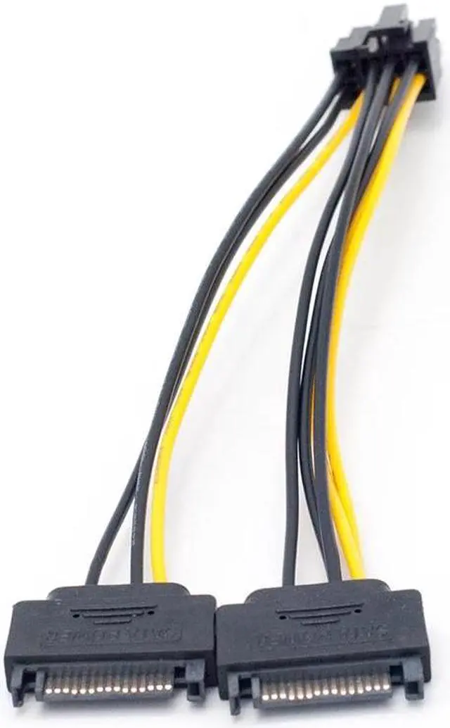 Alt view image 4 of 6 - 2 SATA Power to 8 Pin (6+2) PCI Express PCI-E Video Card Power Cable Adapter