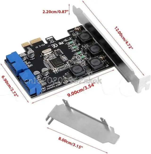 Alt view image 3 of 6 - Amify 2 Port 19Pin USB 3.0 Card PCI-e to PCI Express for Internal 20Pin for Male Ports Adapter