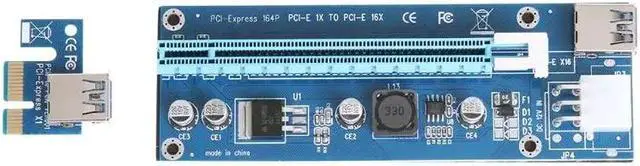 Main image of PCI-E1X to 16X Upgraded Version PCI-E Express Extender Riser Card SATA 15Pin Male to 6Pin Power Line USB 3.0 Cable for Mining