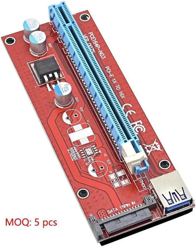 Main image of 0.6M PCI-E 1X to 16X Riser Card Extender PCIE PCI Express Adapter with USB 3.0 Cable + 15Pin SATA Molex Power Connector