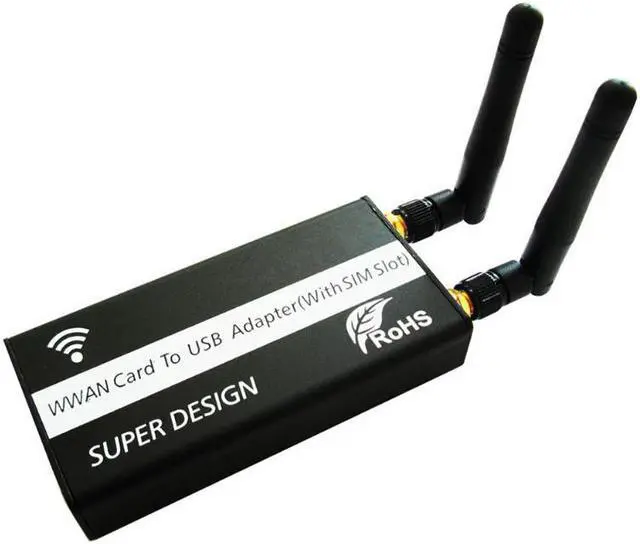 Main image of PCI-E Mini PCI-Express to USB Adapter with SIM Card Slot for WWAN/LTE Module with USB Cable and Antennas 1 Set Black