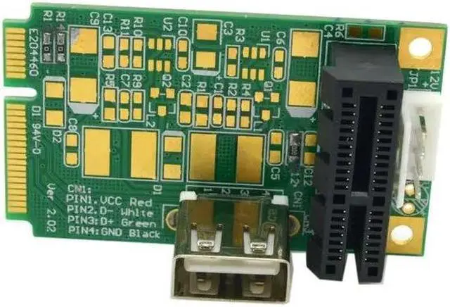 Alt view image 3 of 4 - Amify Mini PCI Express To PCI-E 1x Board USB 2.0 Adapter PCIe Interface Card with 4Pin Power BYKfgbl