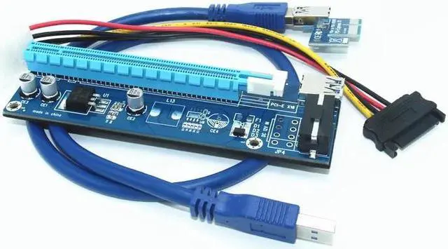 Alt view image 2 of 6 - Amify 60cm USB3.0 PCIe PCI-E Riser 1X to 16X Extender Riser Card Graphic Card Adapter with SATA 15Pin-4Pin Power Cable for BTC Miner