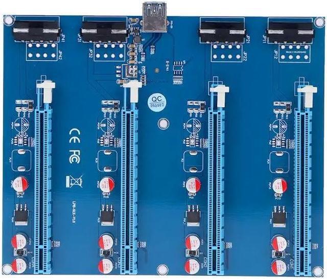 Alt view image 4 of 6 - PCI-E PCIE PCI Express 1x To 16x 4 Slots 4pin Riser Video Adapter Extender Multiplier Cards With USB Cable For BTC Mining