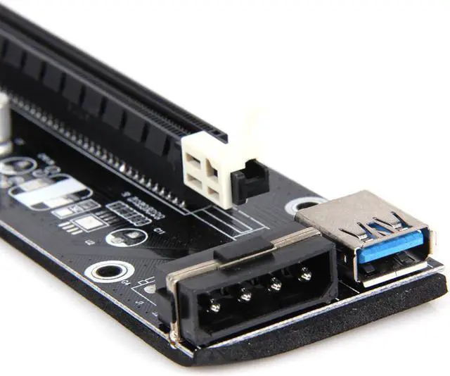Alt view image 4 of 6 - PCI-E 1x To 16x Extender Riser Card Adapter With 50cm USB3.0 Cable And SATA 15Pin To 4Pin Power Cable For BTC Mining