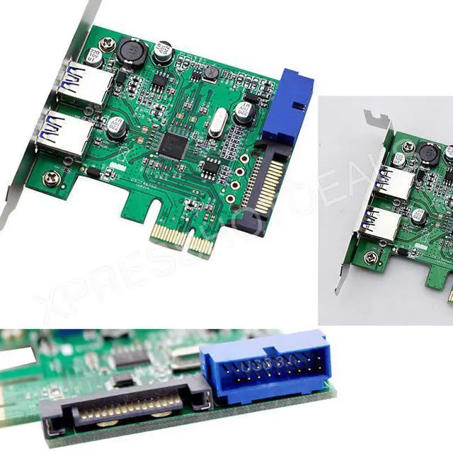 Main image of Amify PCI-E USB 3.0 2 Ports 20 pin Connector 15-pin SATA Power w/ Low Profile Bracket