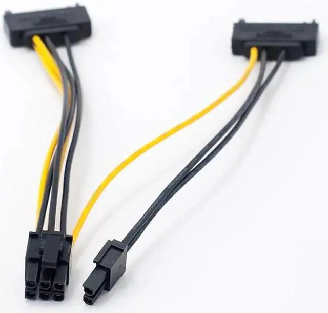 Alt view image 3 of 6 - 2 SATA Power to 8 Pin (6+2) PCI Express PCI-E Video Card Power Cable Adapter