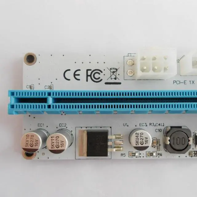 Alt view image 3 of 5 - 3 in 1 VER008S PCI-E Riser Card 6pin 4pin SATA Riser 60cm pcie 1x to 16x PCI Express Slot for Antminer Bitcoin BTC Miner Mining