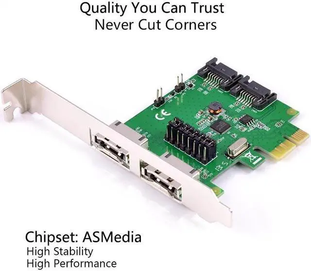 Alt view image 3 of 6 - 2 Ports SATA + 2 ports eSATA 6G PCI Express Controller Card PCI-e To SATA III 3.0 Converter SATA3.0