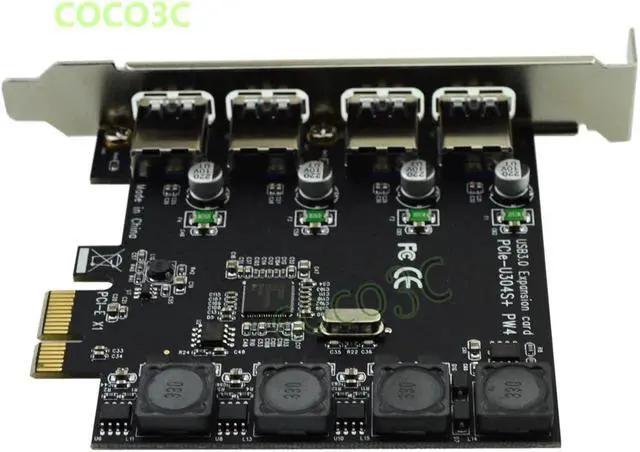 Alt view image 4 of 6 - Superspeed 5Gbps 4 ports USB 3.0 PCI-e Controller Card PCI Express to USB3.0 Converter Adapter