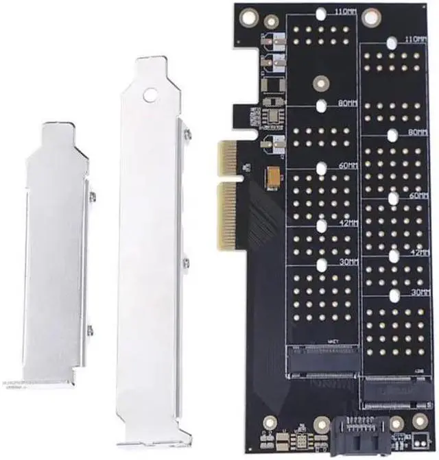 Alt view image 2 of 6 - Amify PCI-E 4x to NVMe M.2 NGFF B Key + M.2 NGFF M Key SSD Slot Adapter Card for 2230/2242/2260/2280 NGFF SSD Cards High Speed