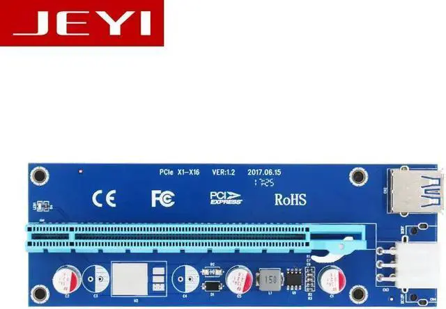 Alt view image 3 of 6 - Amify JEYI x1 x16 Riser PCI-E pcie PCI-Express PCIExpress 1x To 16x Extension Flex Cable Extender Converter Card Adapter 5A high Power