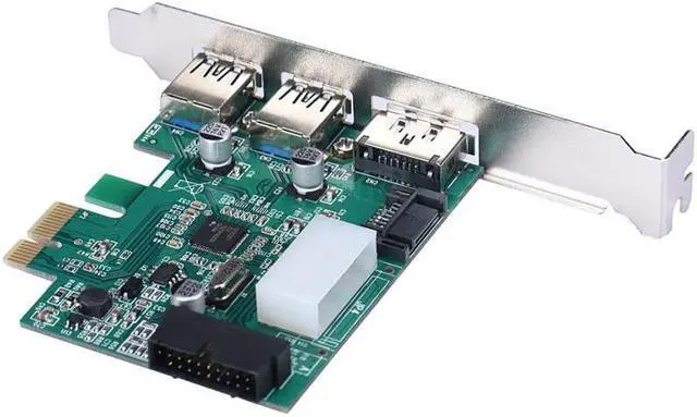 Alt view image 2 of 4 - External eSATA + 2 ports USB 3.0 +19 Pin USB Combo PCI-E Expansion Card PCI Express Add on Card with Power Port