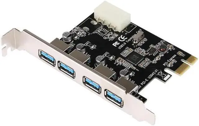 Alt view image 2 of 5 - Amify PCI-E to USB 3.0 4-Port PCI Express Extender Riser Card 4Pin Power Cable Supply Interface
