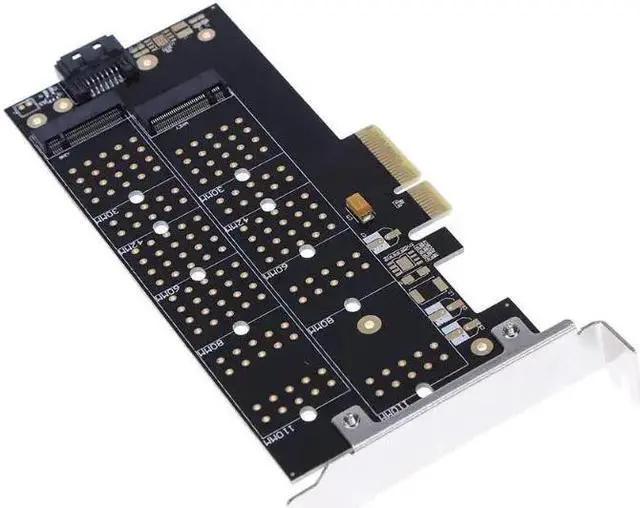 Alt view image 5 of 6 - Amify PCI-E 4x to NVMe M.2 NGFF B Key + M.2 NGFF M Key SSD Slot Adapter Card for 2230/2242/2260/2280 NGFF SSD Cards High Speed