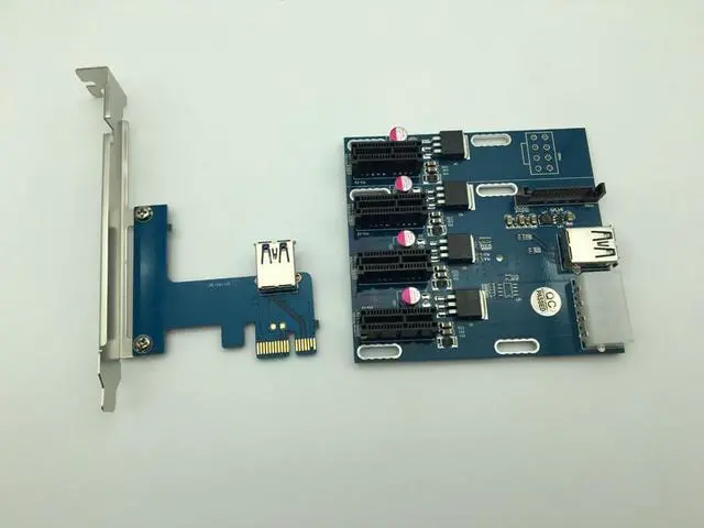 Alt view image 4 of 6 - aad in card PCIe 1 to 4 PCI express 1X slots Riser Card Mini ITX to external 4 PCI-e slot adapter PCIe Port Multiplier Card