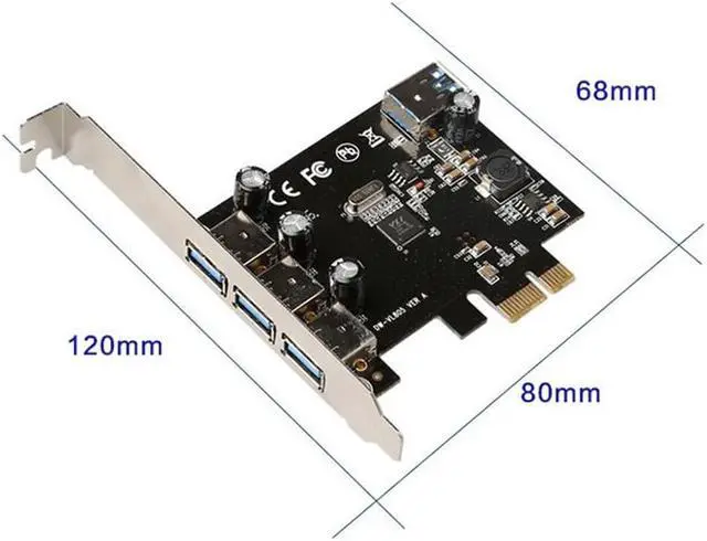 Alt view image 5 of 6 - 5Gbps PCI Express Controller Card PCI-E to 3 External & 1 Internal USB 3.0 Type A Female Ports Expansion Card HUB for Desktop PC