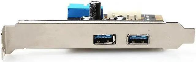 Alt view image 4 of 4 - USB 3.0 PCI-E Expansion Card Adapter External 2 Port USB3.0 Hub Internal 19pin Header PCI-E Card 4pin IDE Power