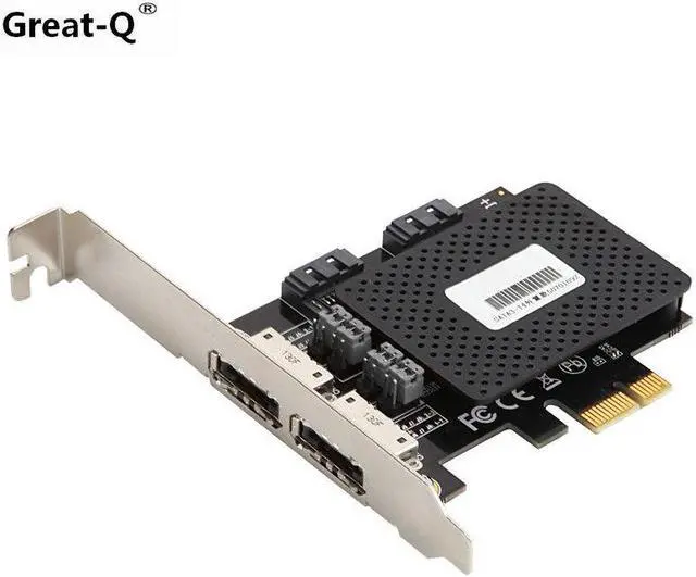 Main image of Great-Q  PCIE PCI express 2 port SATA 3.0 and 2 port eSATA Converter Riser card adapter with ASM1061 Chipest pci-e adaptator