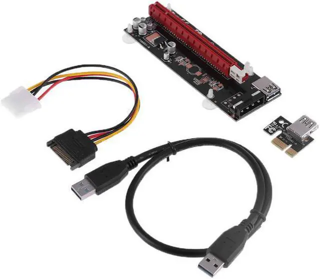 Main image of Amify PCIE Riser PCI-E Express 1x To 16x Extender Riser Card Adapter 4Pin molex USB 3.0 Extension Cable Graphic Riser for BTC Miner