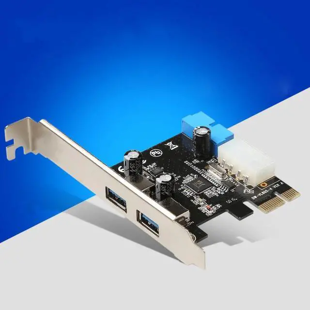 Main image of USB 3.0 PCI-E Expansion Card Adapter External 2 Port USB3.0 Hub Internal 19pin Header PCI-E Card 4pin IDE Power