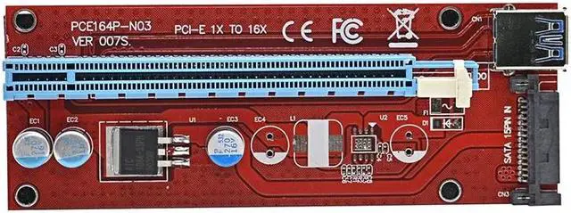 Alt view image 2 of 6 - 0.6M PCI-E 1X to 16X Riser Card Extender PCIE PCI Express Adapter with USB 3.0 Cable + 15Pin SATA Molex Power Connector