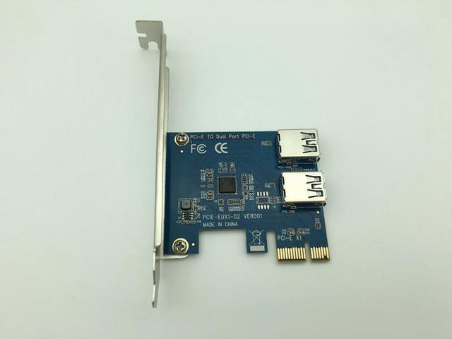 Main image of PCI-E PCI Express 1x to 16x Slots Riser Card 1 to 2 Dual Port USB 3.0 Extender Convert Card HUB Adapter for Bitcoin Miner Mining