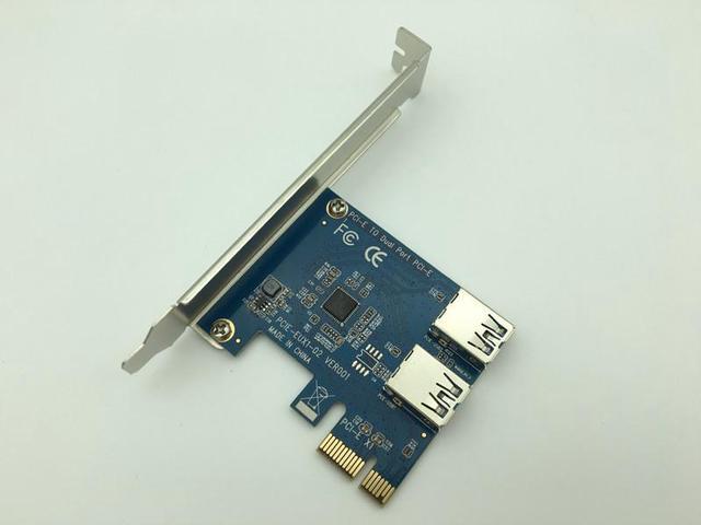 Alt view image 3 of 6 - PCI-E PCI Express 1x to 16x Slots Riser Card 1 to 2 Dual Port USB 3.0 Extender Convert Card HUB Adapter for Bitcoin Miner Mining