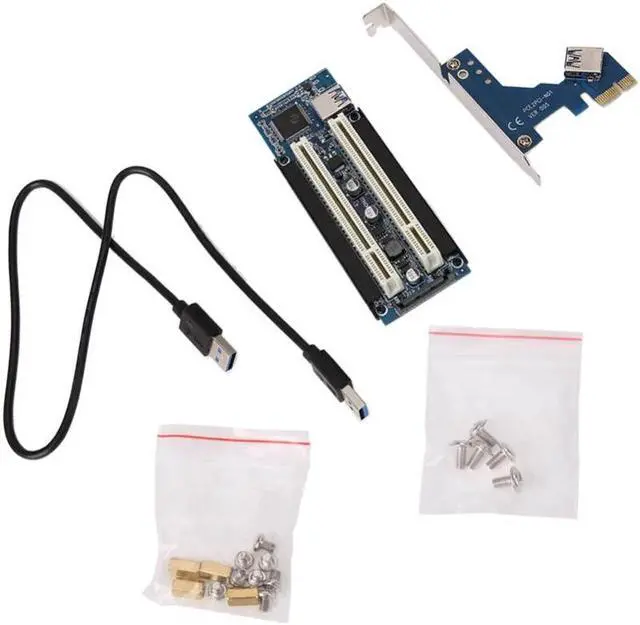 Alt view image 6 of 6 - PCI-E PCI Express X1 to Dual PCI Riser Extend Adapter Card PCI Add On Cards with 1M USB 3.0 Cable