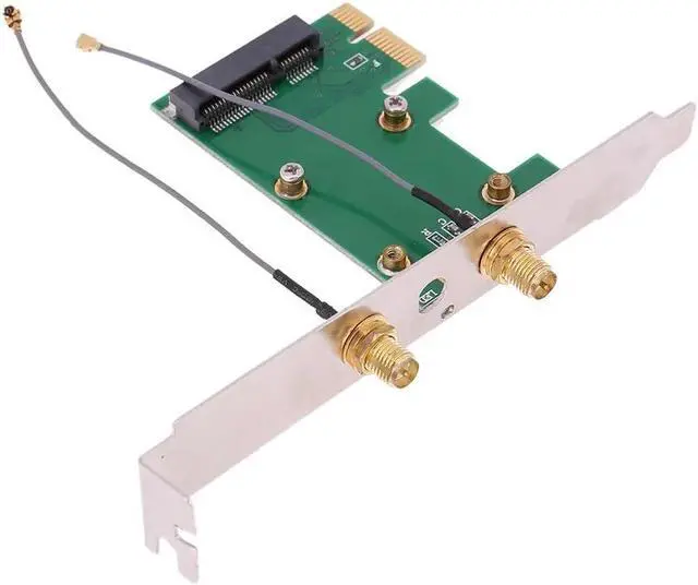 Alt view image 2 of 6 - Mini PCI-e to PCI Express Wireless Adapter Converter 2.4GHz Wireless Network Card with 2 External Antenna WIFI for Desktop PC