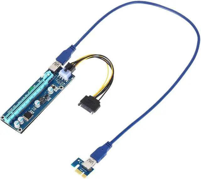 Alt view image 3 of 6 - USB 3.0 PCI-E Riser PCI E Express Extension Cable 1X-16X Extender Riser for bitcoin Miner Graphics Card Adapter with SATA Power