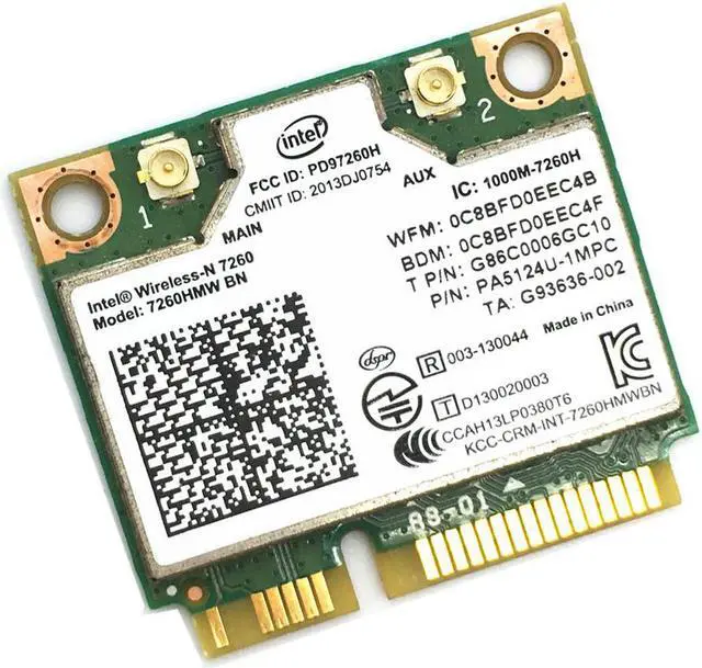Alt view image 2 of 4 - For 7260 Wireless-N Intel 7260HMW BN 802.11bgn 300Mbps Bluetooth 4.0 Mini PCI-E Wifi Card