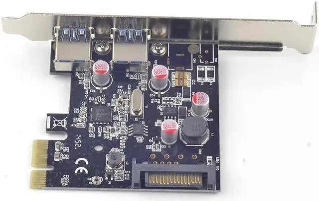 Alt view image 6 of 6 - 2 ports USB 3.0 PCI-e Card PCI Express to USB3.0 Converter NEC chip Solid Capacitor Resettable Fuse Bus-powered Renesas chipset