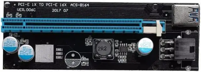 Alt view image 2 of 3 - High Speed USB 3.0 PCI-E Riser 1X to 16X Extender Riser Card Graphic Card Adapter with 6pin to SATA Power Line for BTC